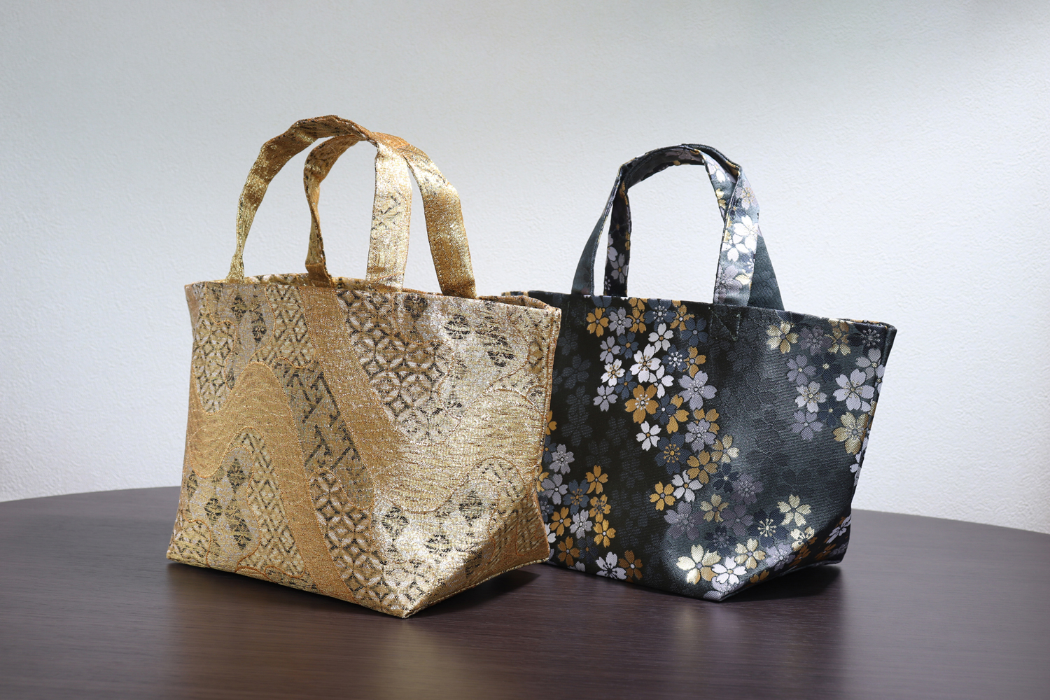 西陣織ミニトートバッグ（金・深緑）